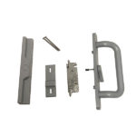 #4283- 3-15/16 in. Center Lever Surface Mount Patio Door Lock and Handle- Gray